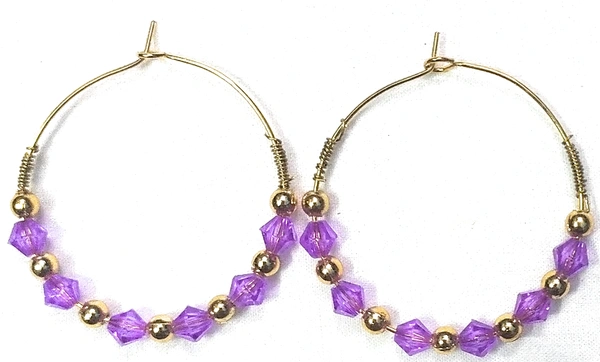 NIBRAS Purple Tyre-Cut Crystal Seed Hoop Earrings - B09JMXJWQZ, 6 gm, 4cm x 4cm x 1cm